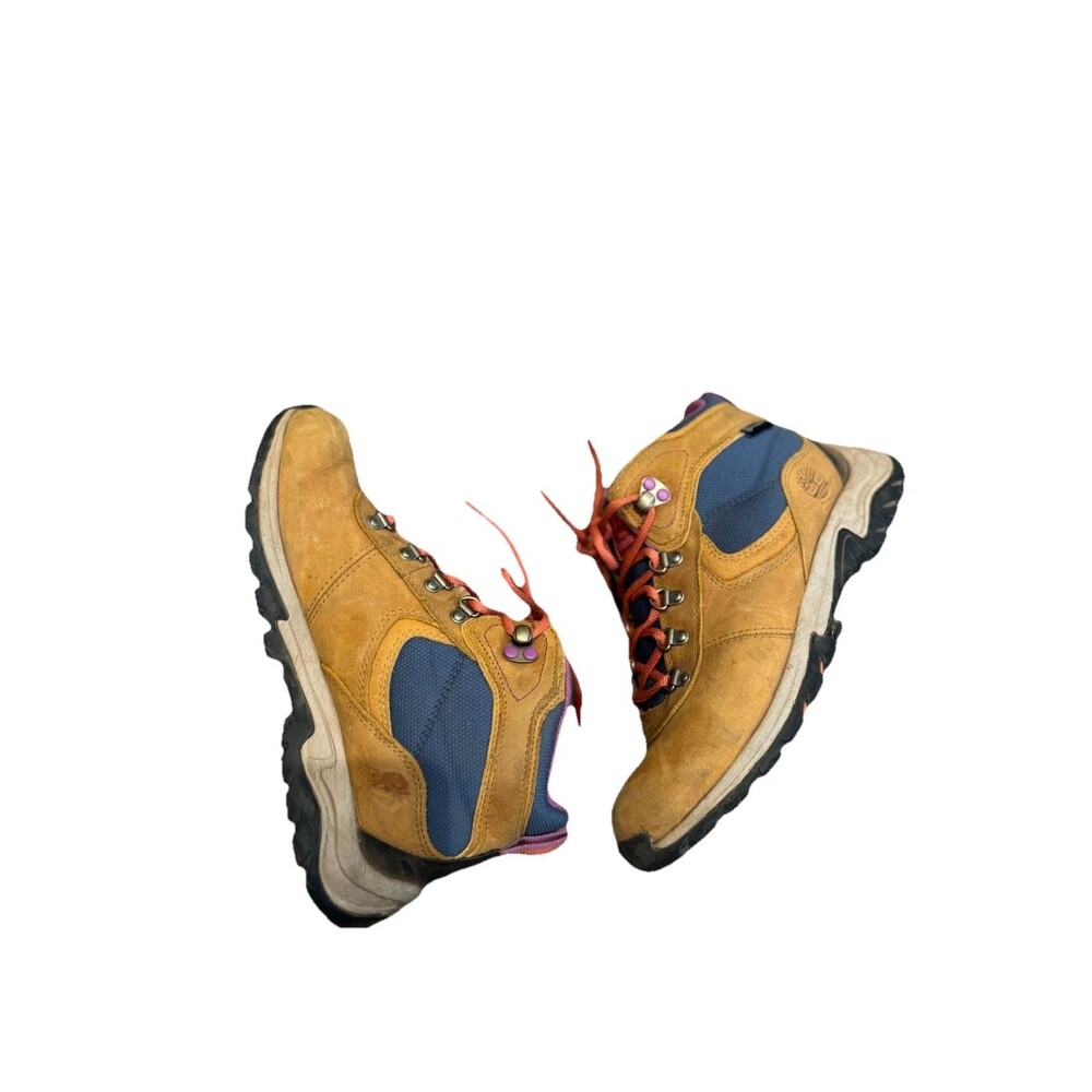 Timberland Mt. Maddsen Mid Waterproof Hiking Boots Wheat/Navy/Purple Women’s 6.5 - Picture 10 of 13